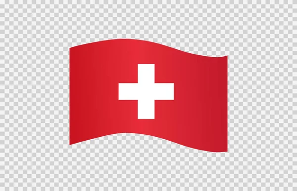 Waving Flag Switzerland Isolated Png Transparent Background Symbol Switzerland Template — Stock Vector