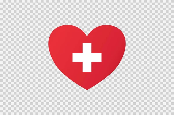 Bandera Suiza Forma Corazón Aislado Png Fondo Transparente Símbolos Suiza — Archivo Imágenes Vectoriales