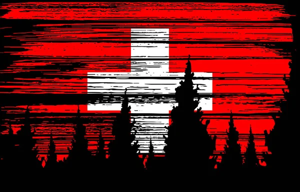 Σημαία Ελβετίας Βαμμένο Πινέλο Εγκεφαλικό Επεισόδιο Στο Νυχτερινό Ουρανό Στο — Διανυσματικό Αρχείο