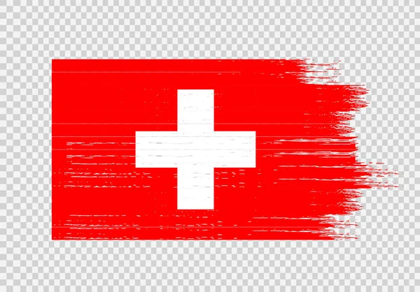 Bandeira Suíça Com Pintura Pincel Texturizado Isolado Png Fundo Transparente —  Vetores de Stock