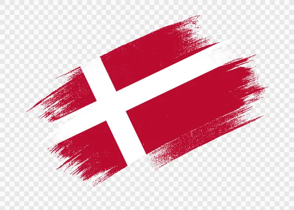 Drapeau Danemark Avec Peinture Pinceau Texturé Isolé Sur Fond Png — Image vectorielle