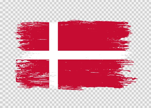 Флаг Дании Текстурой Кисти Изолированы Png Прозрачный Фон Символ Дании — стоковый вектор