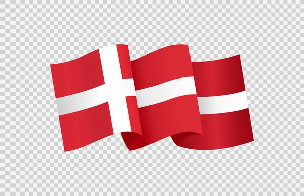 Viftande Flagga Danmark Isolerad Png Eller Transparent Bakgrund Symbol För — Stock vektor