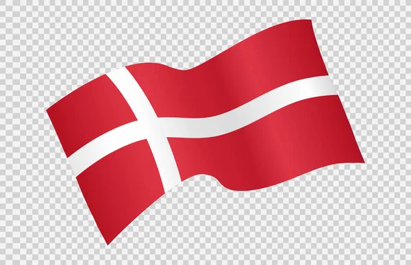Waving Flag Denmark Isolated Png Transparent Background Symbol Denmark Template — Stock Vector