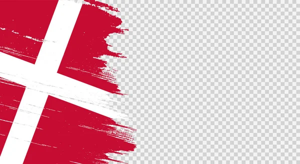 Drapeau Danemark Avec Peinture Pinceau Texturé Isolé Sur Fond Png — Image vectorielle