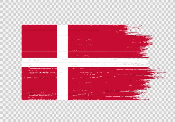 Danmark Flagga Med Pensel Färg Strukturerad Isolerad Png Eller Transparent — Stock vektor