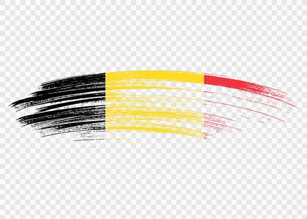 Drapeau Belgique Avec Peinture Pinceau Texturé Isolé Sur Fond Png — Image vectorielle