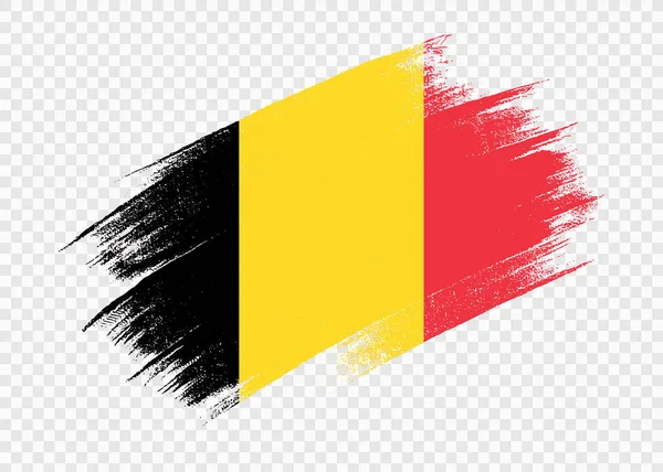 Drapeau Belgique Avec Peinture Pinceau Texturé Isolé Sur Fond Png — Image vectorielle