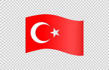 Türkiye 'nin dalgalı bayrağı png veya şeffaf arkaplanda izole edilmiş, Türkiye Sembolü, afiş, kart, reklam, tanıtım, vektör illüstrasyonu birinci altın madalya sahibi ülke