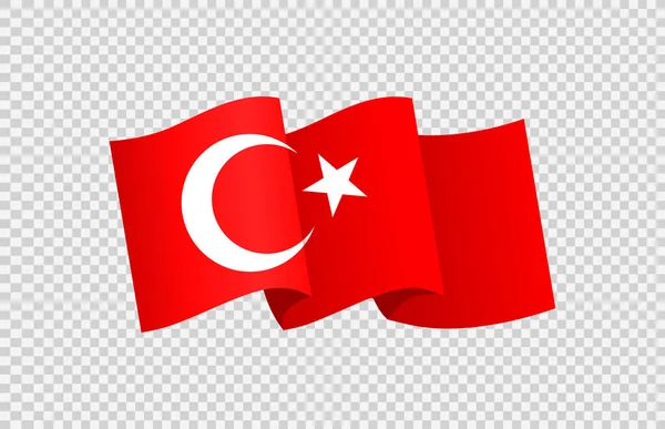 Κυματιστή Σημαία Της Τουρκίας Απομονωμένη Png Διαφανές Φόντο Σύμβολο Της — Διανυσματικό Αρχείο