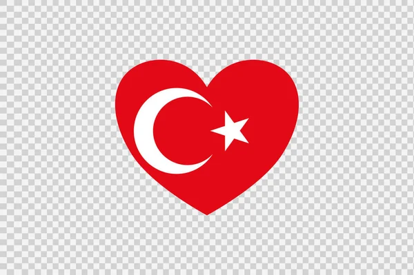 土耳其国旗的心形在粉色或透明背景下孤立 象征土耳其 顶级金牌得主国家 — 图库矢量图片