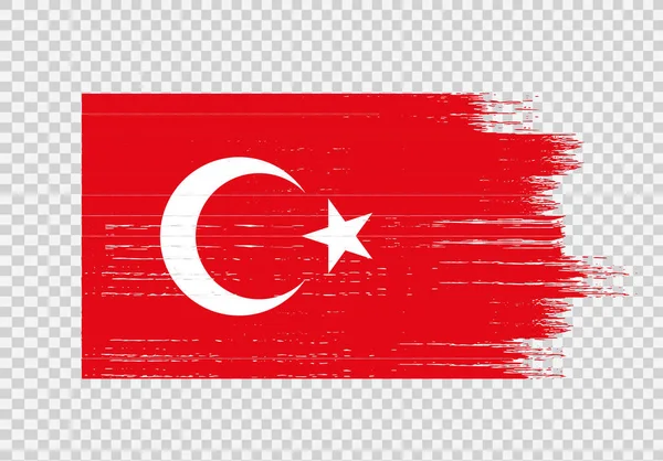 Türkei Flagge Mit Pinselfarbe Strukturiert Isoliert Auf Png Oder Transparentem — Stockvektor