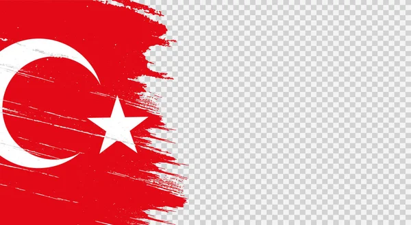 Türkei Flagge Mit Pinselfarbe Strukturiert Isoliert Auf Png Oder Transparentem — Stockvektor