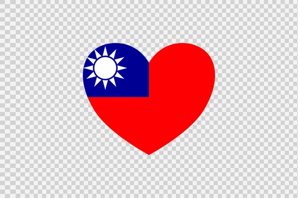 Тайванський Прапор Формі Серця Ізольований Пінгу Або Прозорому Фоні Символи — стоковий вектор