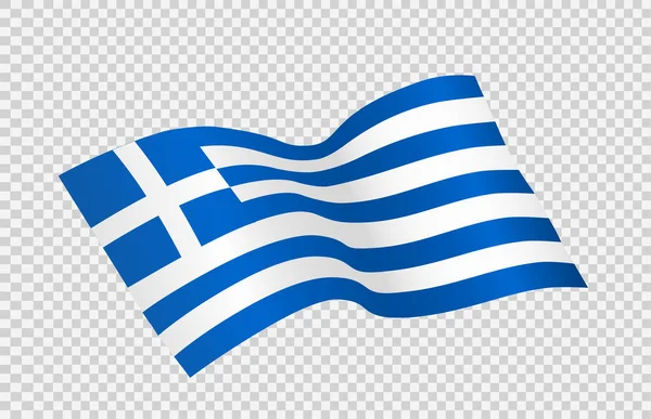 Yunanistan Dalgalı Bayrağı Png Veya Şeffaf Arkaplanda Izole Edilmiş Sembol — Stok Vektör