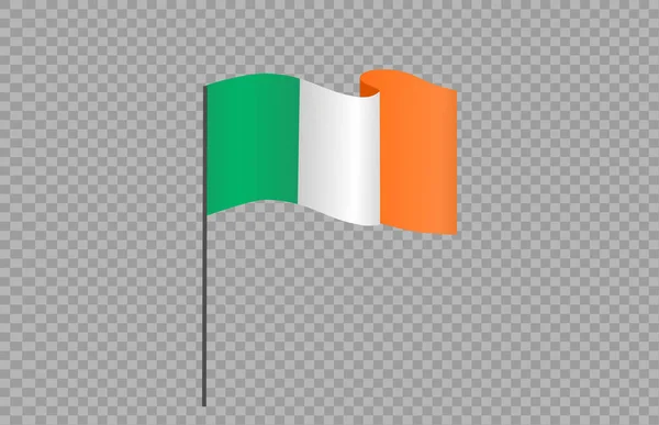 Drapeau Agitant Irlande Isolé Sur Fond Png Transparent Symbole Irlande — Image vectorielle