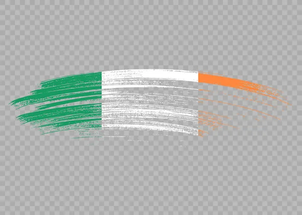 Drapeau Irlande Avec Peinture Pinceau Texturé Isolé Sur Fond Png — Image vectorielle