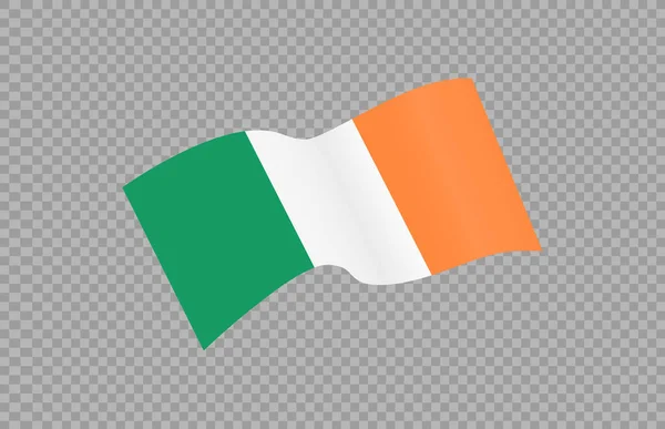 Zwaaien Vlag Van Ierland Geïsoleerd Png Transparante Achtergrond Symbool Ierland — Stockvector