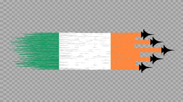 Ирландский Флаг Военными Истребителями Изолированные Png Прозрачный Символ Ирландии Шаблон — стоковый вектор