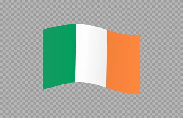 Drapeau Agitant Irlande Isolé Sur Fond Png Transparent Symbole Irlande — Image vectorielle