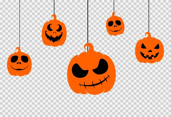 Halloween Party Background Scary Pumpkin Face Hanging Top Isolated Png — Stock Vector