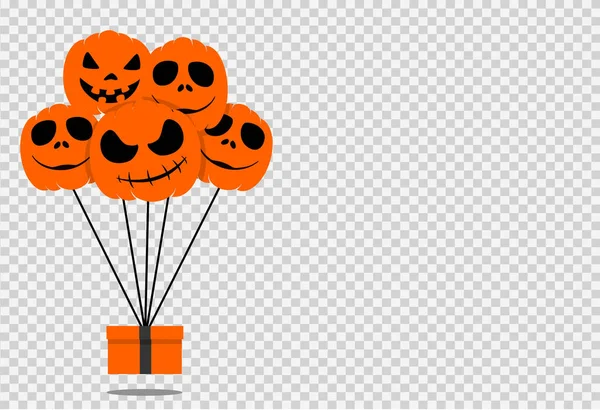 Halloween Party Background Scary Pumpkin Air Balloons Gifts Box Isolated — Stock Vector