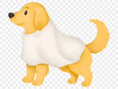 Golden retriever ghost dog cute watercolor Halloween illustration vector.