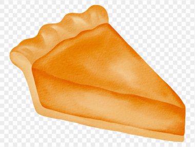 Şükran Günü tatlı vektörü için suluboya kabaklı turta dilimi.