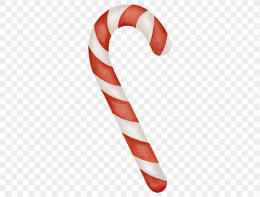 Suluboya kırmızı ve beyaz şeker kamışı bayram resmi. Vektör.