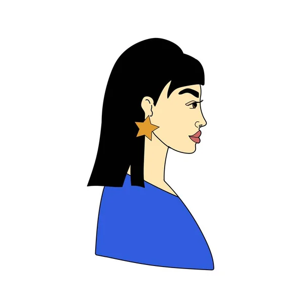 Profil Eines Mädchens Mit Asiatischem Aussehen Porträt Einer Jungen Frau — Stockvektor