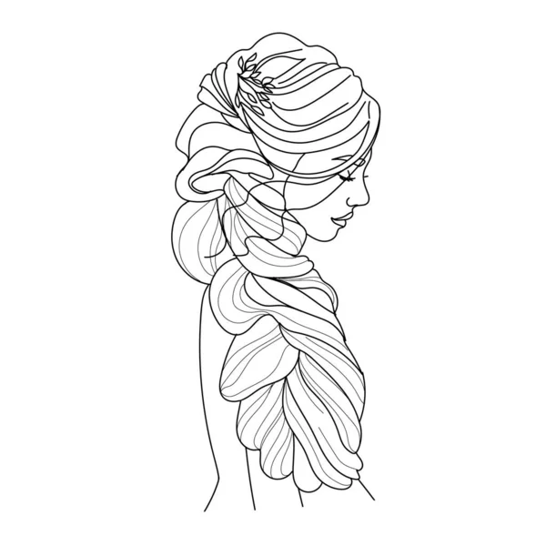 Portrét Krásných Dívek Dlouhými Vlasy Mladá Krásná Dívka Elegantním Účesem — Stockový vektor
