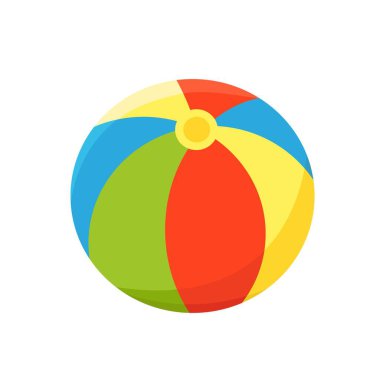 Yuvarlak renkli top, çocuk oyunları için büyük top, çocuk oyuncağı, plaj topu, beyaz zemin üzerinde düz bir şekilde vektör klipsi sanatı..