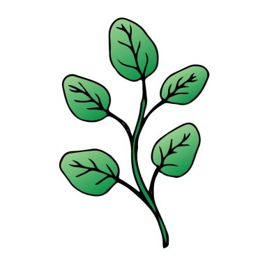 Güzel çiçek, yapraklı bahar dalı, karalama stilinde çiçek vektör nesnesi, çiçekler el çizimi, beyaz bir arkaplanda izole edilmiş.