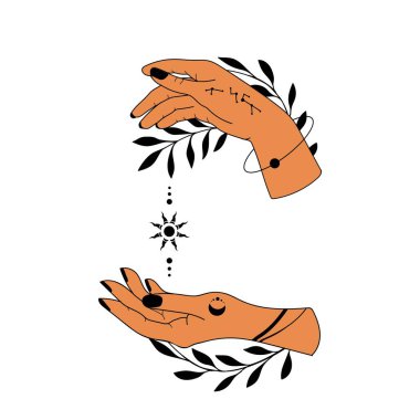 Koleksiyon el çizimi, sihirli astrolojik semboller vektör çizimleri, dövme tasarımı, mistik esrarengiz sembol kullanılabilir..