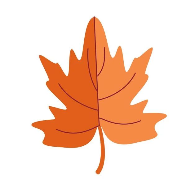 Feuille d'érable orange vif, élément de décor floral dans le style doodle, dessin à la main — Image vectorielle