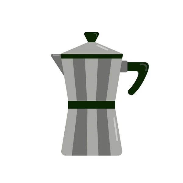 Geysir-Kaffeemaschine zum Kaffeekochen auf einem Gasherd, Küchengerät, Vektorcliparts im Cartoon-Stil, isoliert, flache Illustration — Stockvektor