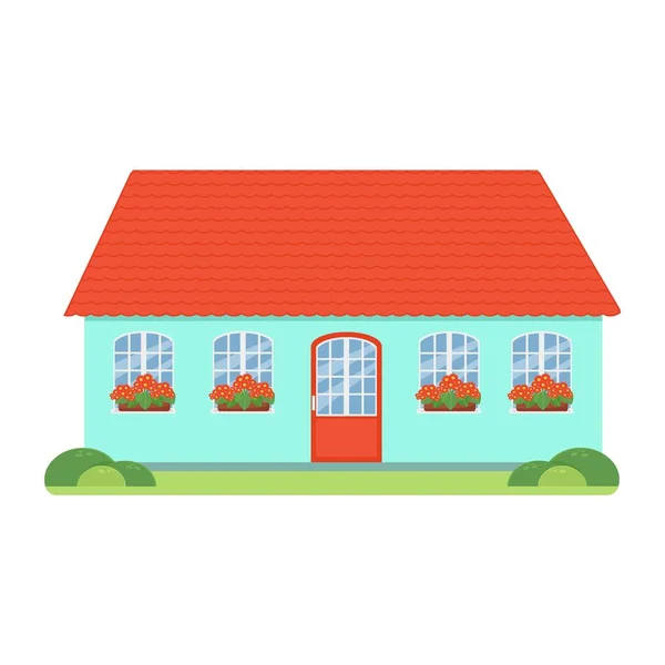 Familie huis vector illustratie in platte stijl, cartoon geïsoleerd. Schattig gezellig huis — Stockvector