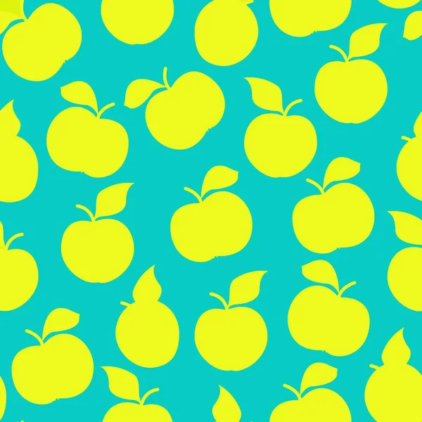 Silhouettes of apples seamless pattern. Vector print for textiles and packaging. Flat illustration - Stok Vektor