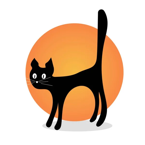 Assustador preto halloween gato, vetor mão desenhar objeto — Vetor de Stock