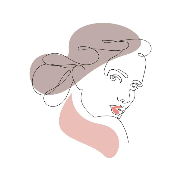 Portrait linéaire minimaliste féminin. Logos pour salons de beauté, portrait vectoriel abstrait d'une femme — Image vectorielle
