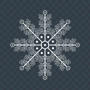 Kar tanesi kar yağışı simgesi, şeffaf arkaplan vektörü illüstrasyonunda beyaz kar kristali, Kış Noel elementi.