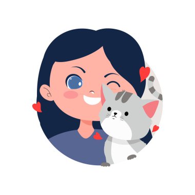Kedi ve kız arasında kedi mesajına ihtiyacın var. İlham verici alıntı kartı, davetiye, afiş, harf posteri