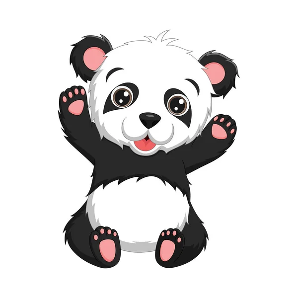 Vetor Ilustração Dos Desenhos Animados Bonito Bebê Panda Sentado — Vetor de Stock