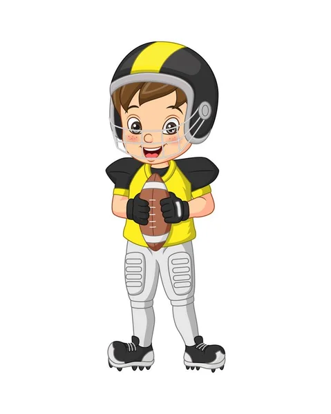 Vektor Illustration Von Cartoon Kleiner Junge Beim Rugby — Stockvektor