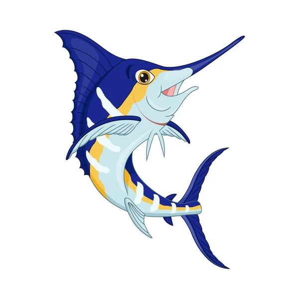 Ilustración Vectorial Peces Marlin Dibujos Animados Sobre Fondo Blanco — Vector de stock