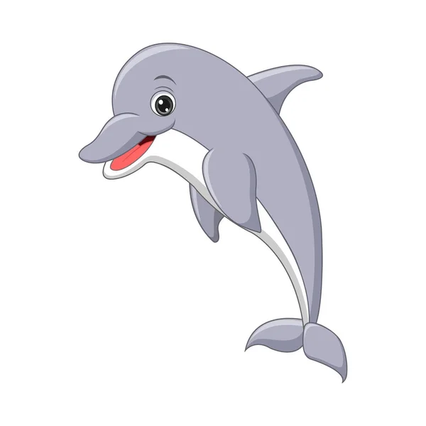 Vektor Illustration Des Cartoon Delfinsprungs Auf Weißem Hintergrund — Stockvektor