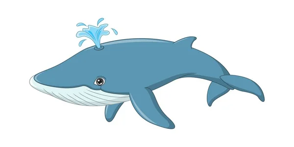 白地に隔離された漫画クジラのベクトルイラスト — ストックベクタ