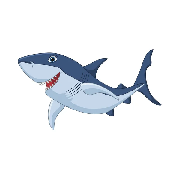Illustration Von Cartoon Hai Auf Weißem Hintergrund — Stockvektor