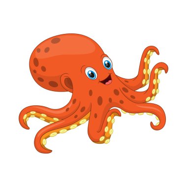 Beyaz arkaplanda çizgi film ahtapotunun vektör illüstrasyonu