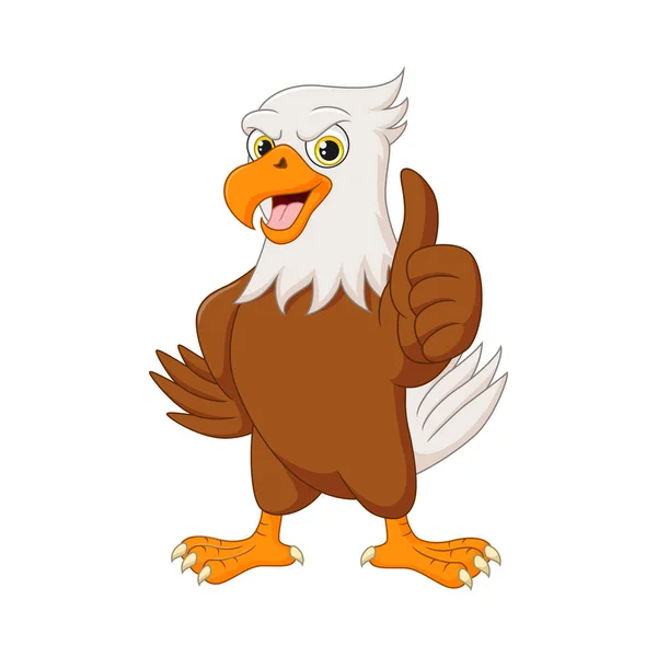 Vector Illustration Cartoon Eagle Showing Thumb — Stock Vector